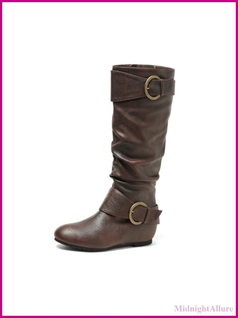 Women's Knee High Faux Fur Lined Wedge Boots Side Zip Tall Winter Boots